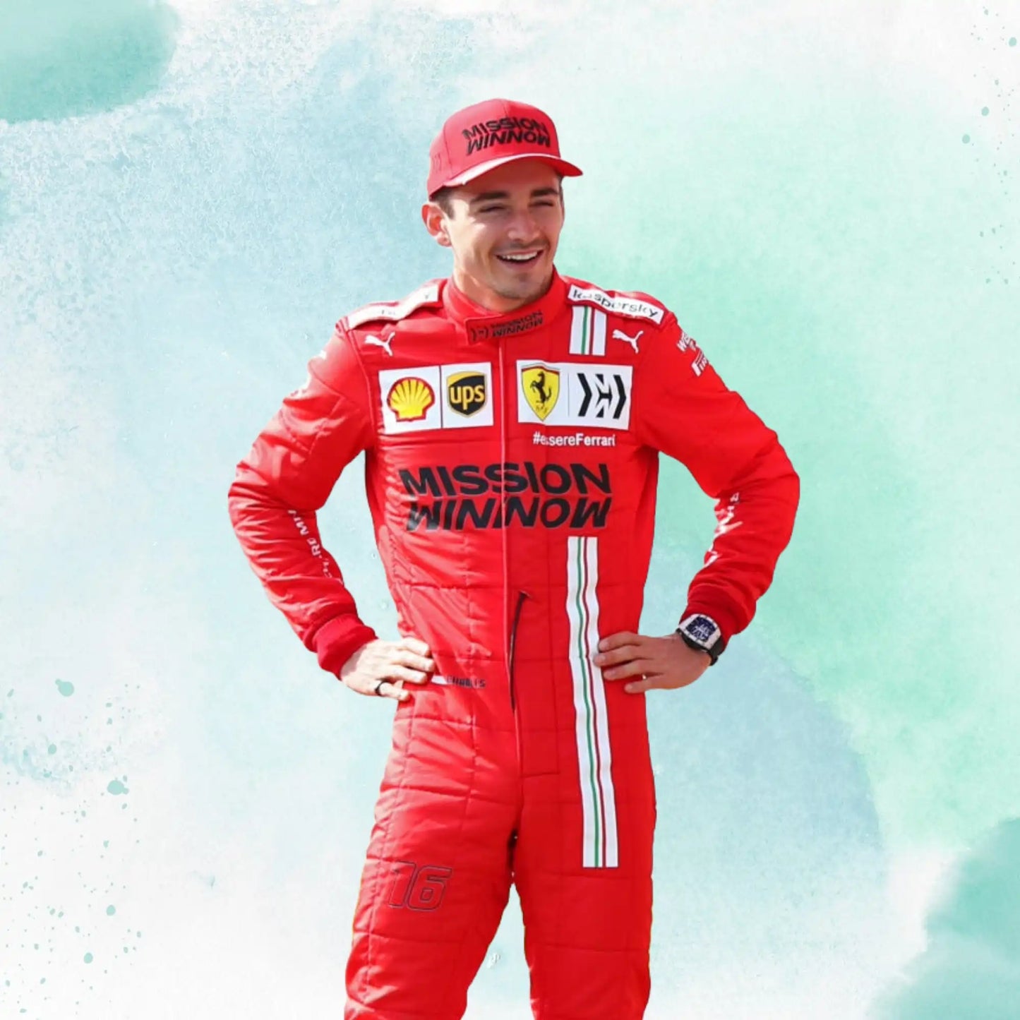 2021 Charles Leclerc Ferrari Replica Racing Suit Formula 1 Team Mission Winnow - view 4