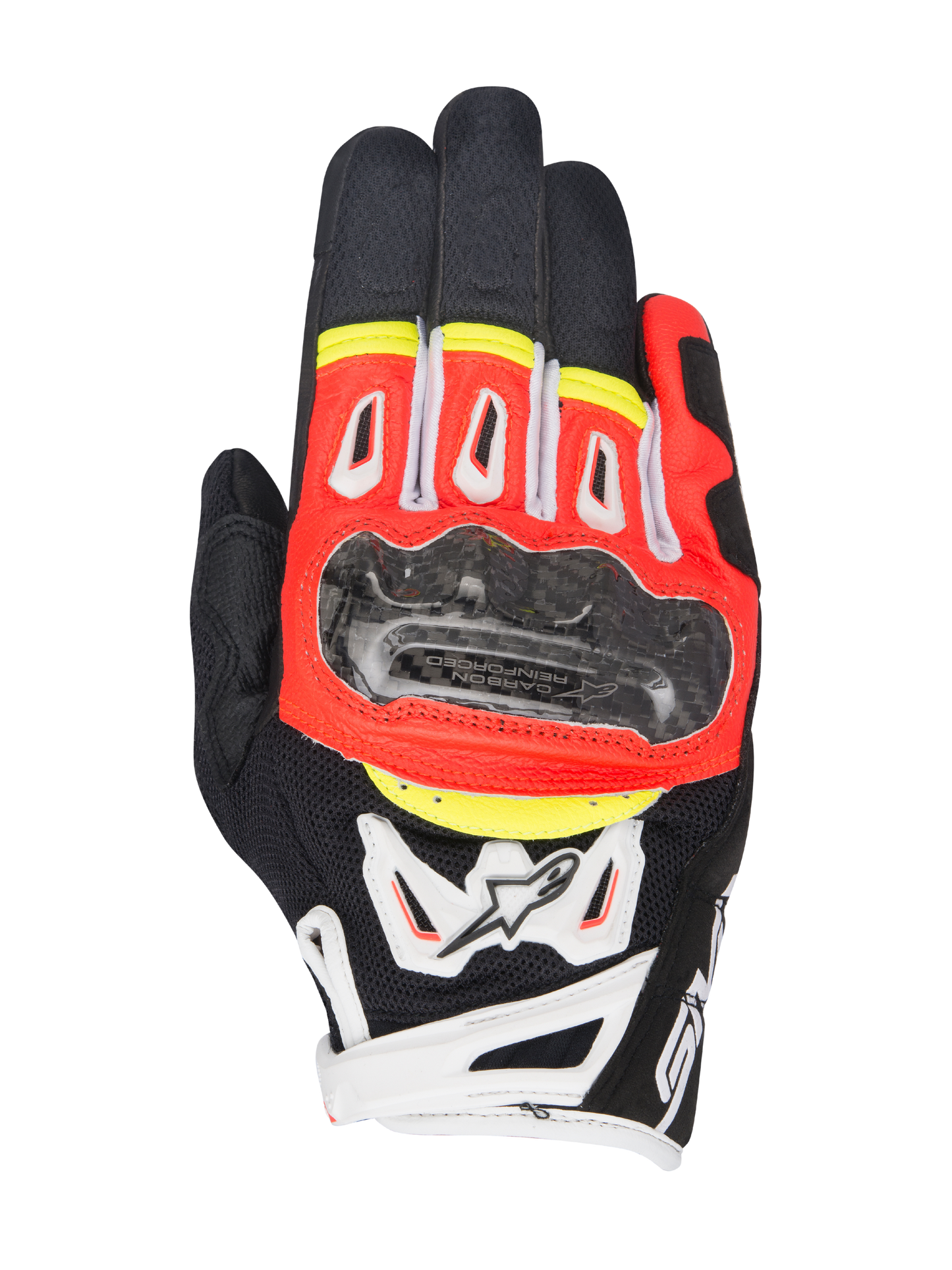 Alpinestars SMX-2 Air Carbon V2 Gloves Black/Red Fluorescent/White/Yellow Fluorescent motorcycle gloves – image 1