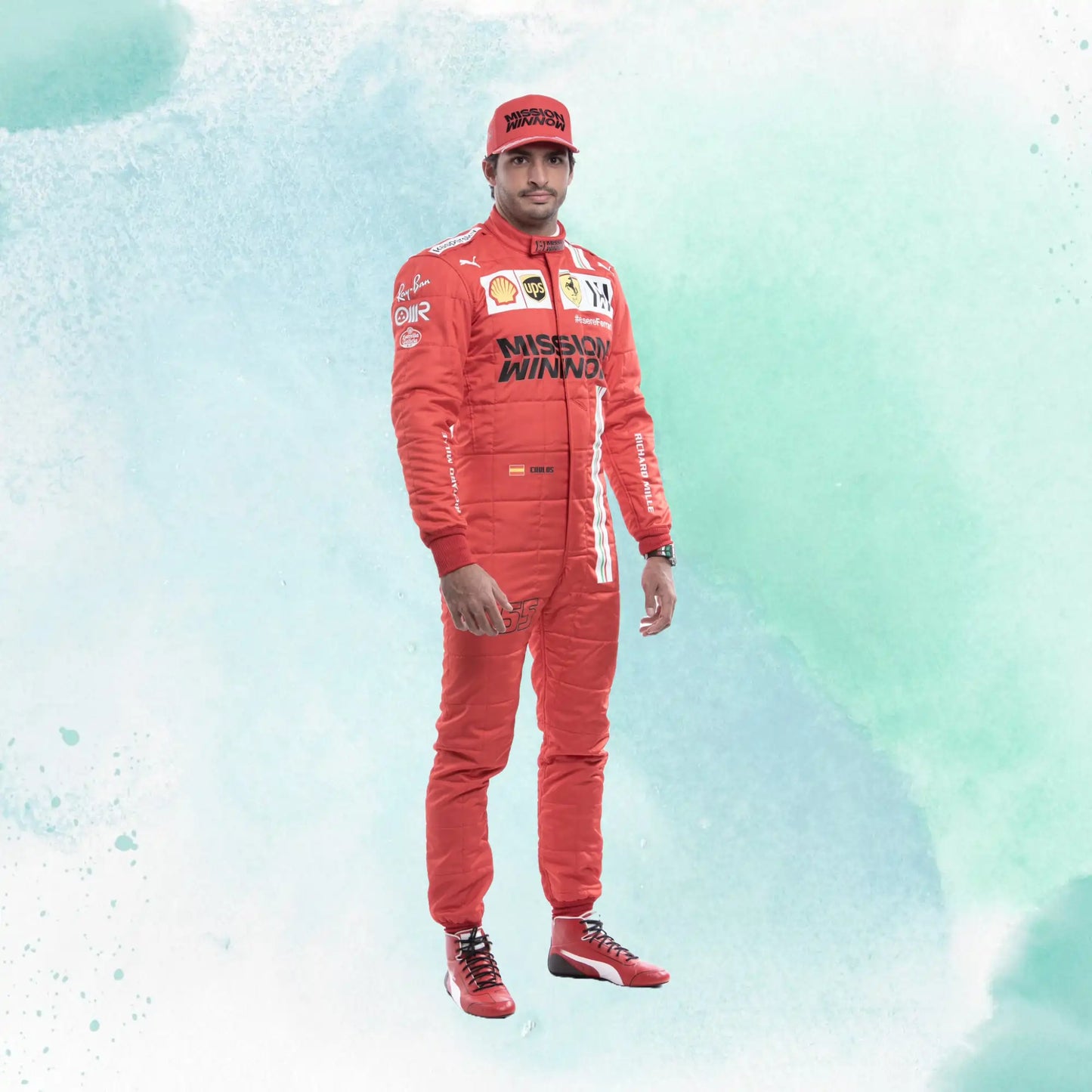 2021 Carlos Sainz Jr Misson Winnow F1 Replica Racing Suit Scuderia Ferrari - view 1