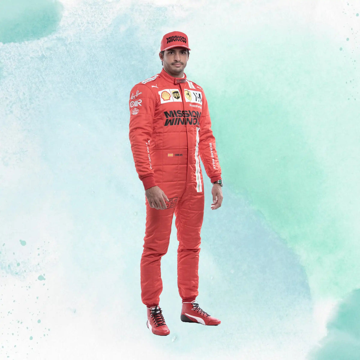 2021 Carlos Sainz Jr Misson Winnow F1 Replica Racing Suit Scuderia Ferrari - view 1