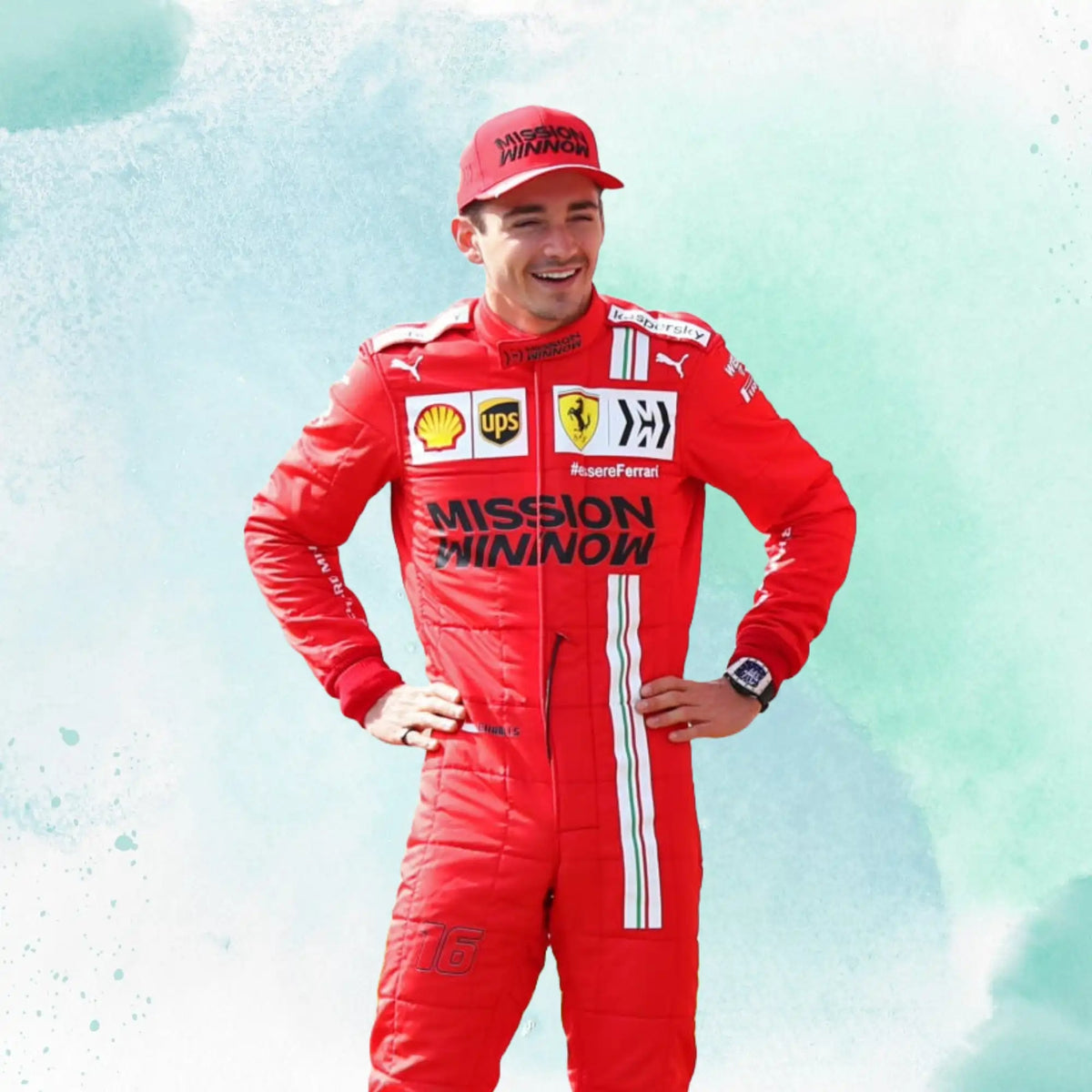 2021 Charles Leclerc Ferrari Replica Racing Suit Formula 1 Team Mission Winnow - view 4