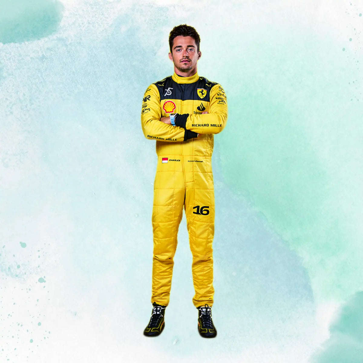 2022 New Charles Leclerc Formula 1 Ferrari's 75th Anniversary Replica Team Racing Suit - view 1
