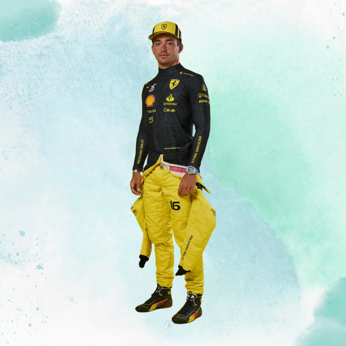 2022 New Charles Leclerc Formula 1 Ferrari's 75th Anniversary Replica Team Racing Suit - view 2
