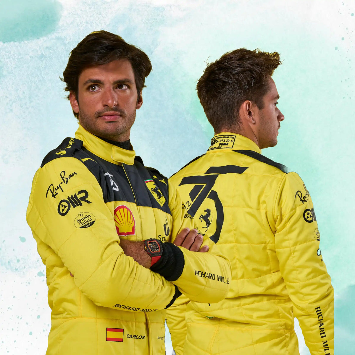 2022 New Charles Leclerc Formula 1 Ferrari's 75th Anniversary Replica Team Racing Suit - view 4
