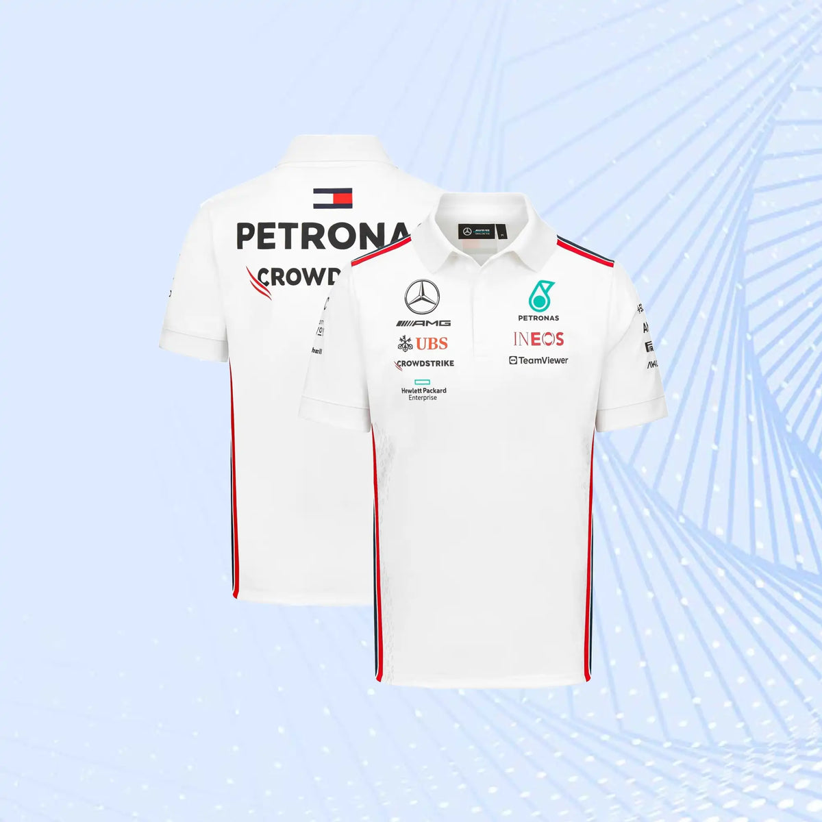 2023 F1 Mercedes AMG Petronas Formula 1 2023 Team Polo- White - view 1