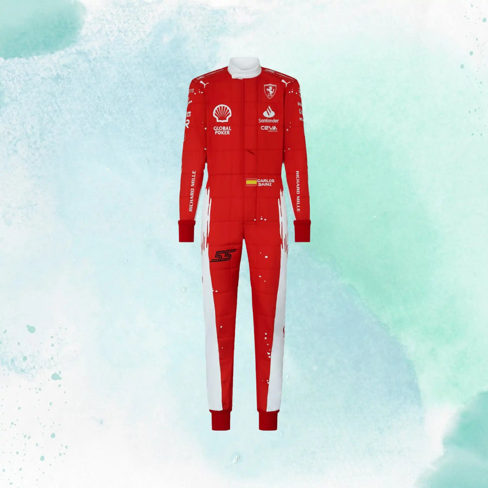 2023 New Las Vegas Carlos Sainz Jr Formula 1 Scuderia Ferrari Replica Race Suit - view 2
