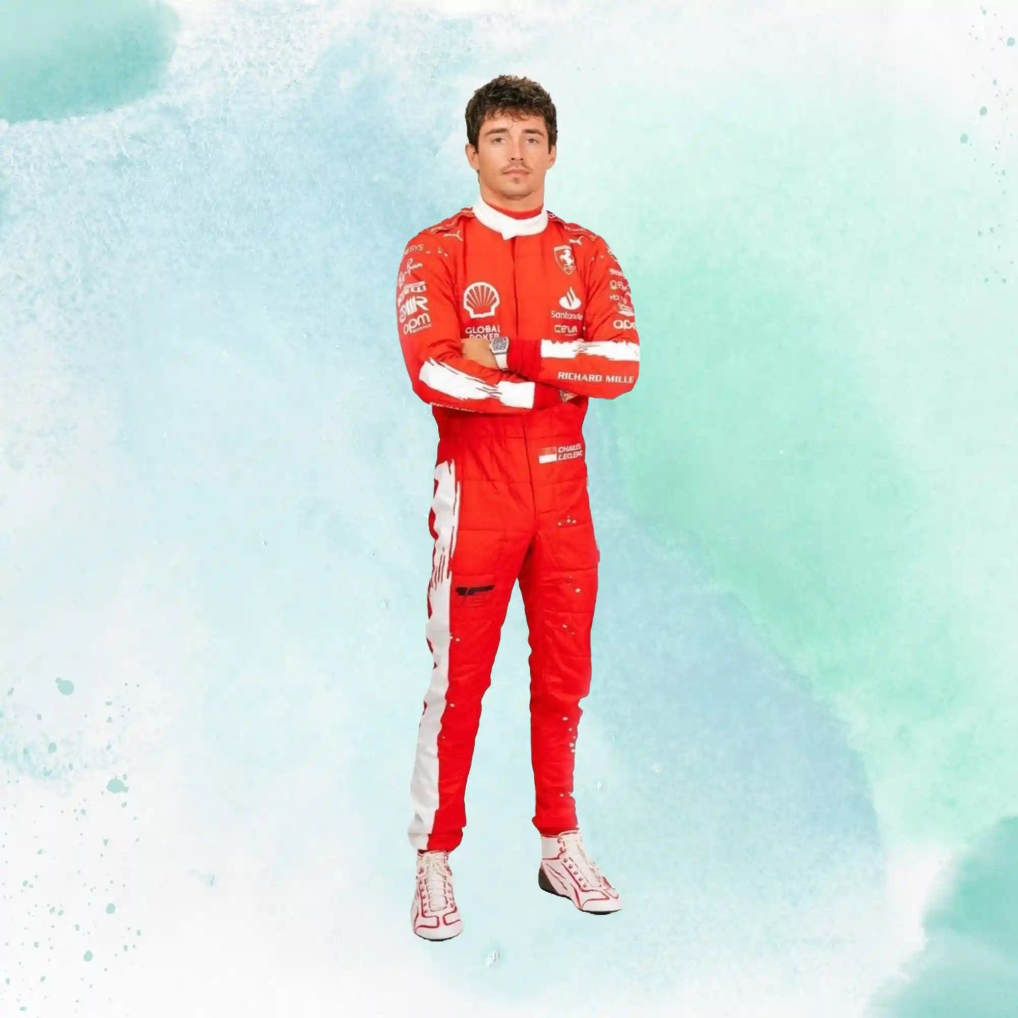 2023 New Las Vegas Charles Leclerc Formula 1 Scuderia Ferrari Replica Race Suit - view 1