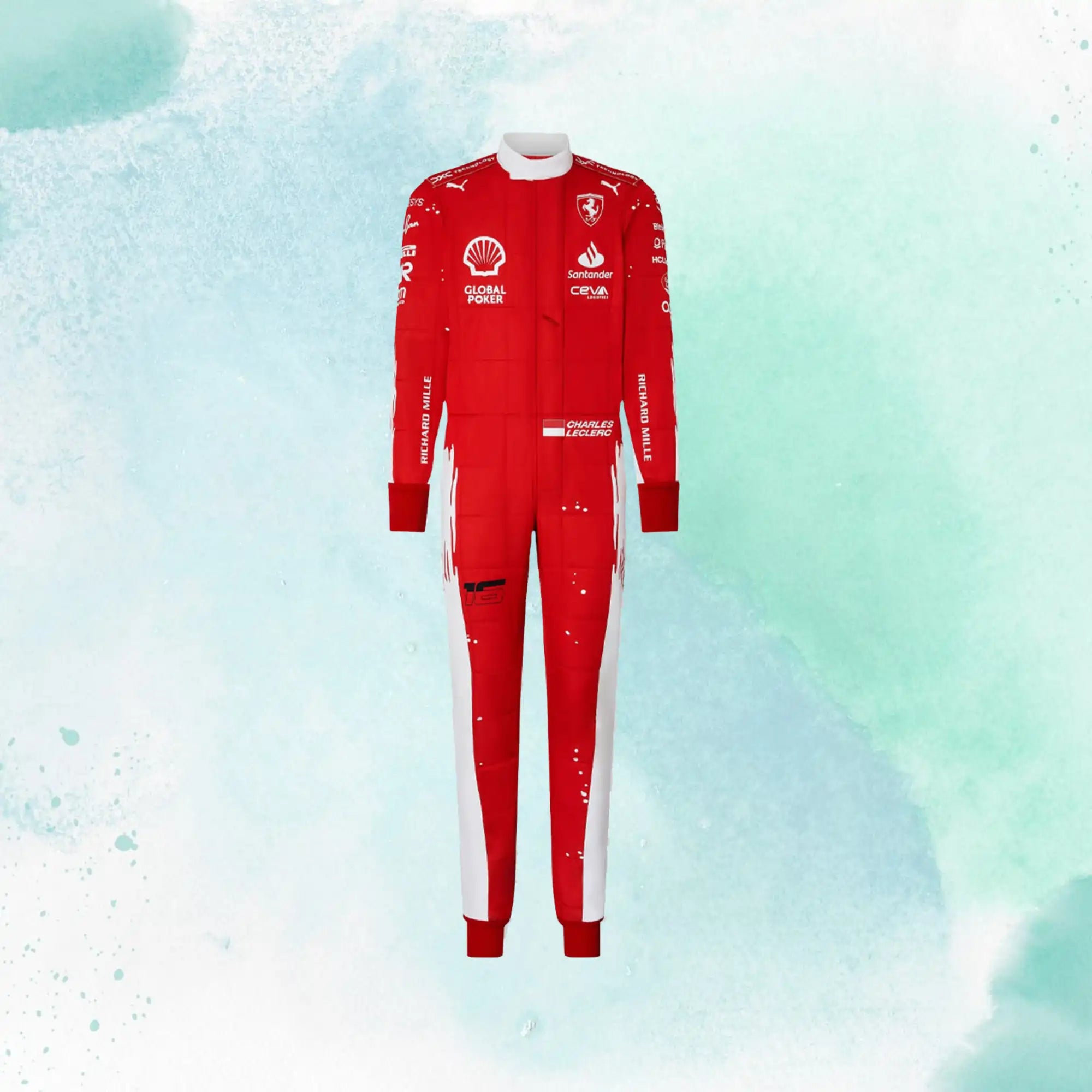 2023 New Las Vegas Charles Leclerc Formula 1 Scuderia Ferrari Replica Race Suit - view 3