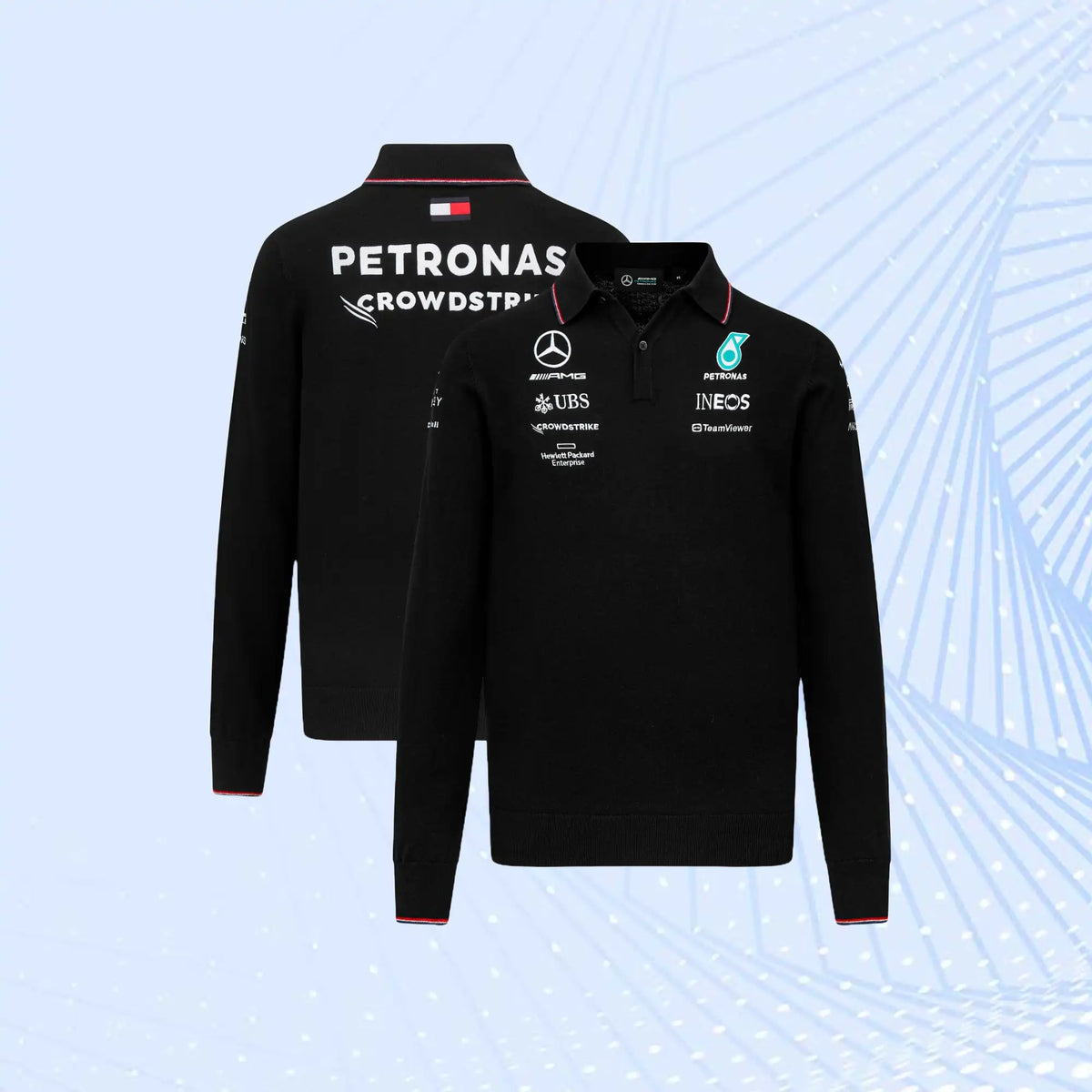2023 New Mercedes AMG Petronas Formula 1 Team Knitted Long Sleeve Polo - view 1
