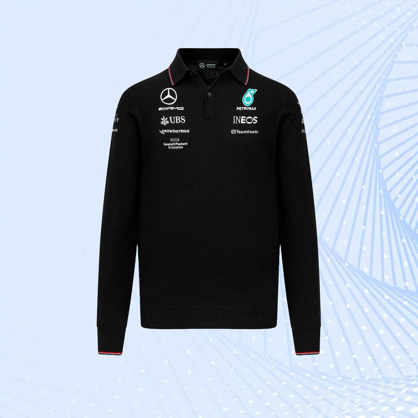 2023 New Mercedes AMG Petronas Formula 1 Team Knitted Long Sleeve Polo - view 2