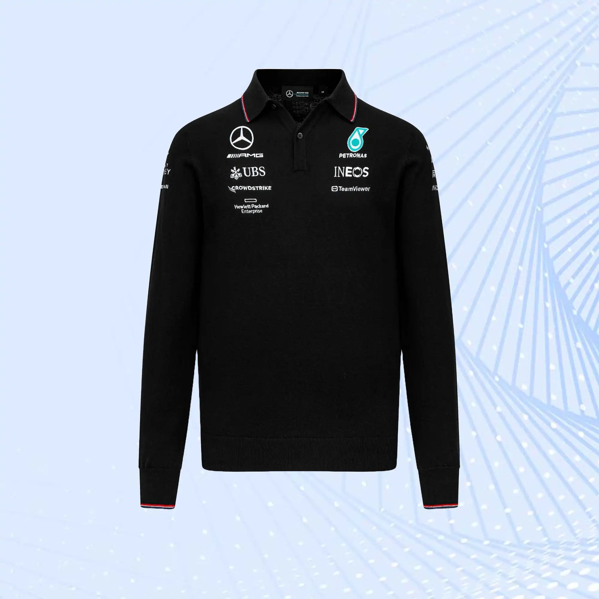 2023 New Mercedes AMG Petronas Formula 1 Team Knitted Long Sleeve Polo - view 2