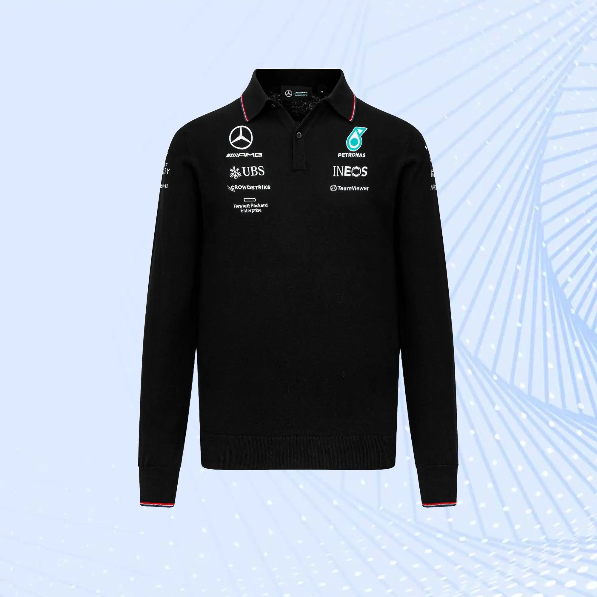 2023 New Mercedes AMG Petronas Formula 1 Team Knitted Long Sleeve Polo - view 2