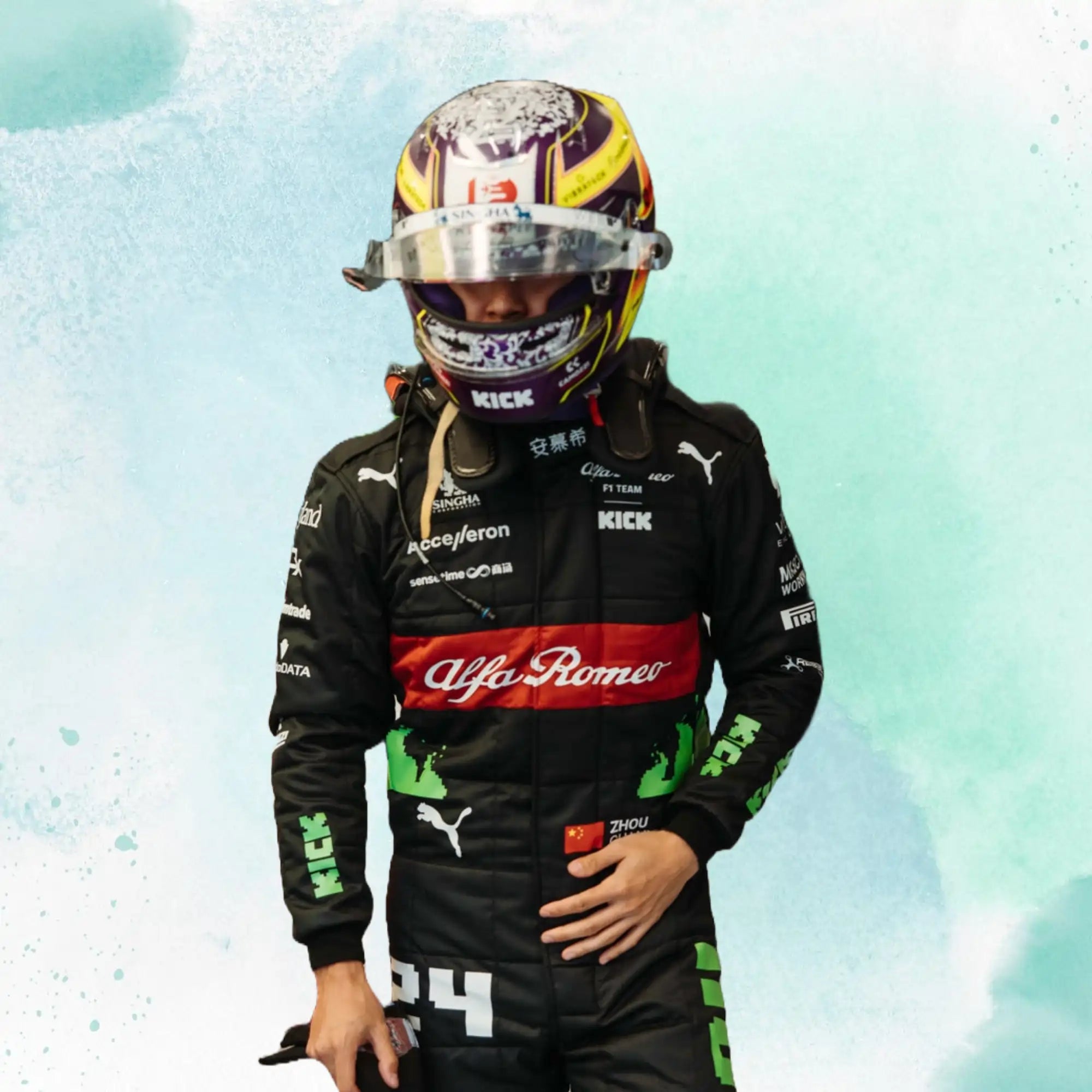 2023 New Zhou Guanyu Belgian Grand Prix Replica Racing Suit F1 Team Alfa Romeo - view 2