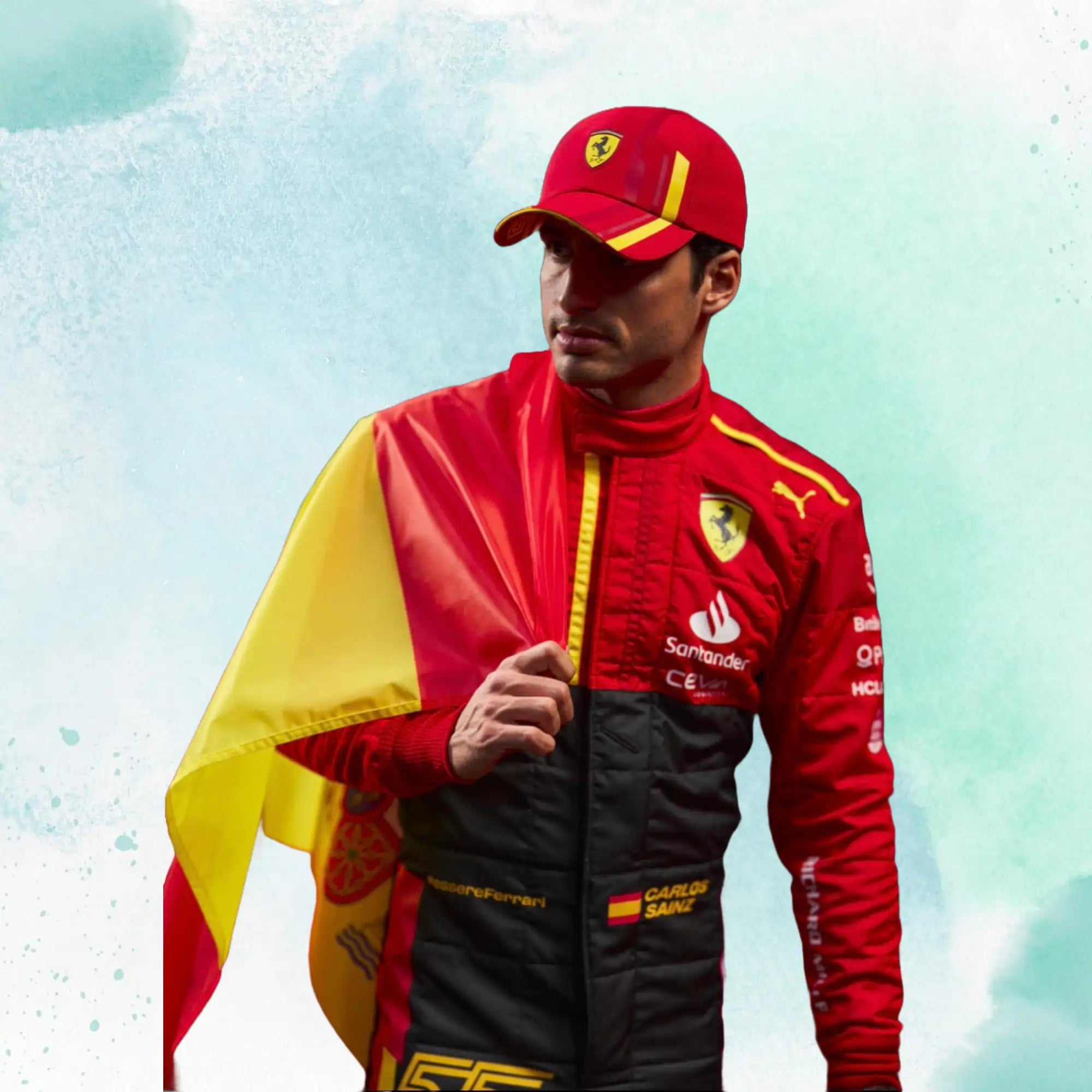 2023 Spain Carlos Sainz Jr Special Grand Prix Scuderia Ferrari F1 Replica Racing Suit - view 3