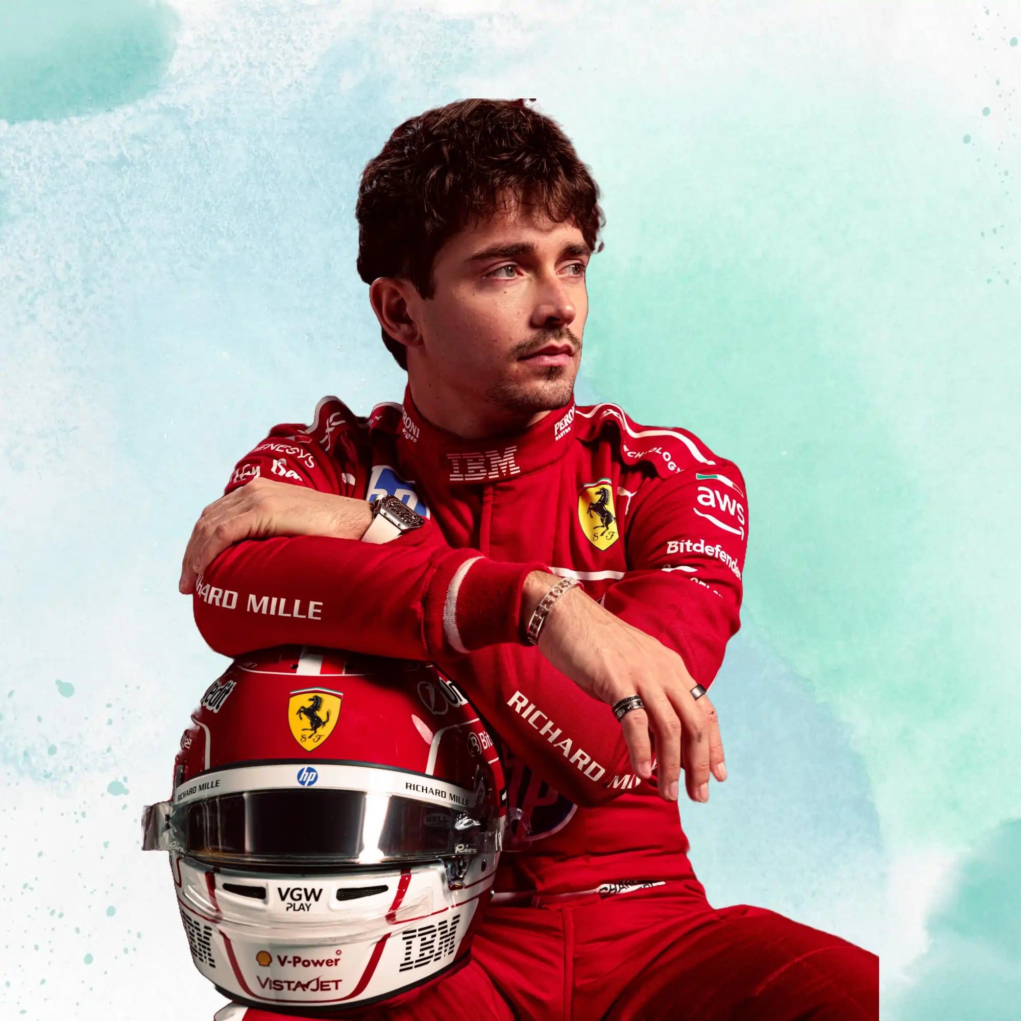 2025 Charles Leclerc Scuderia Ferrari HP F1 Team Replica Racing Suit - view 3