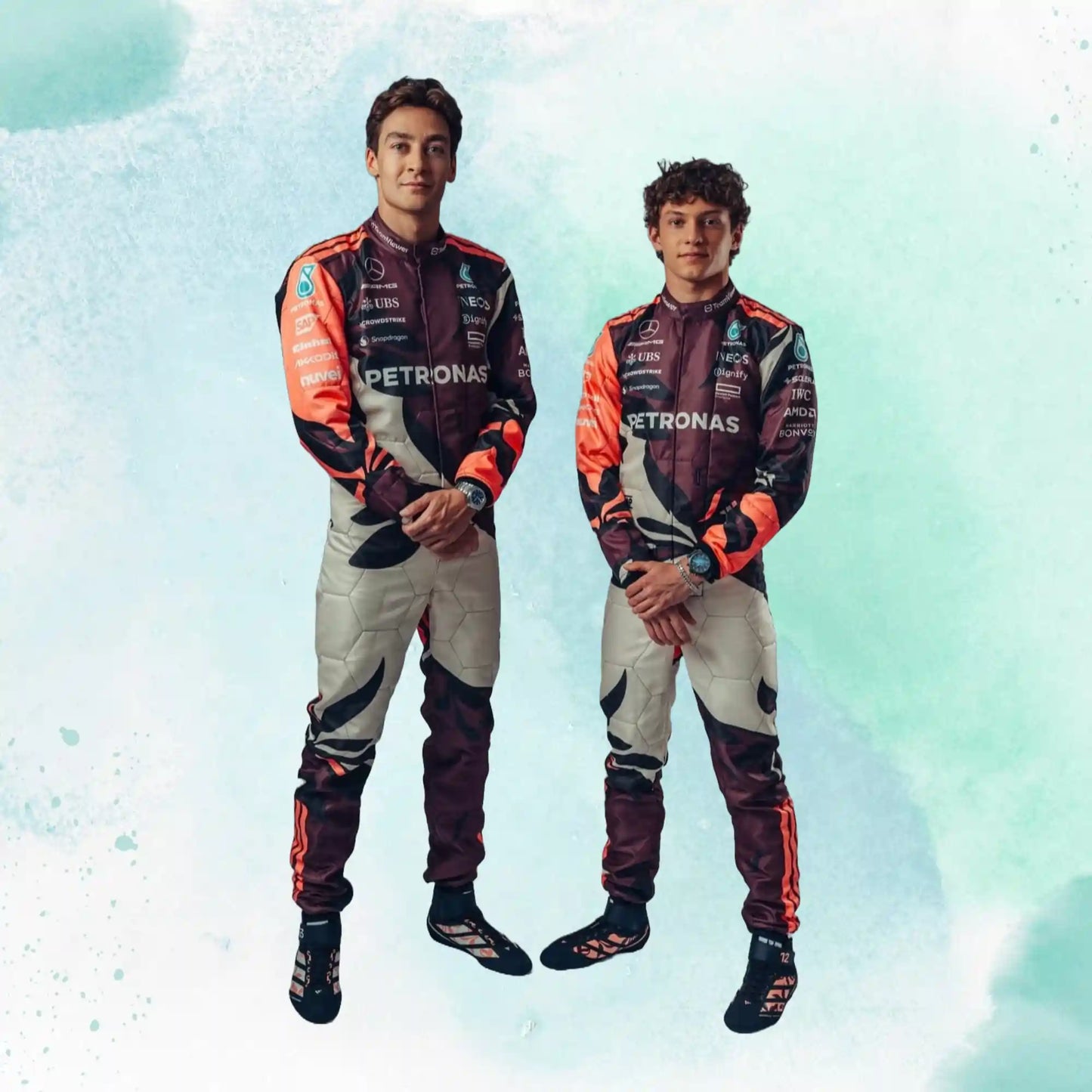 2025 George Russell & Andrea Kimi Antonelli Miami GP Mercedes AMG F1 Replica Racing Suit - view 1