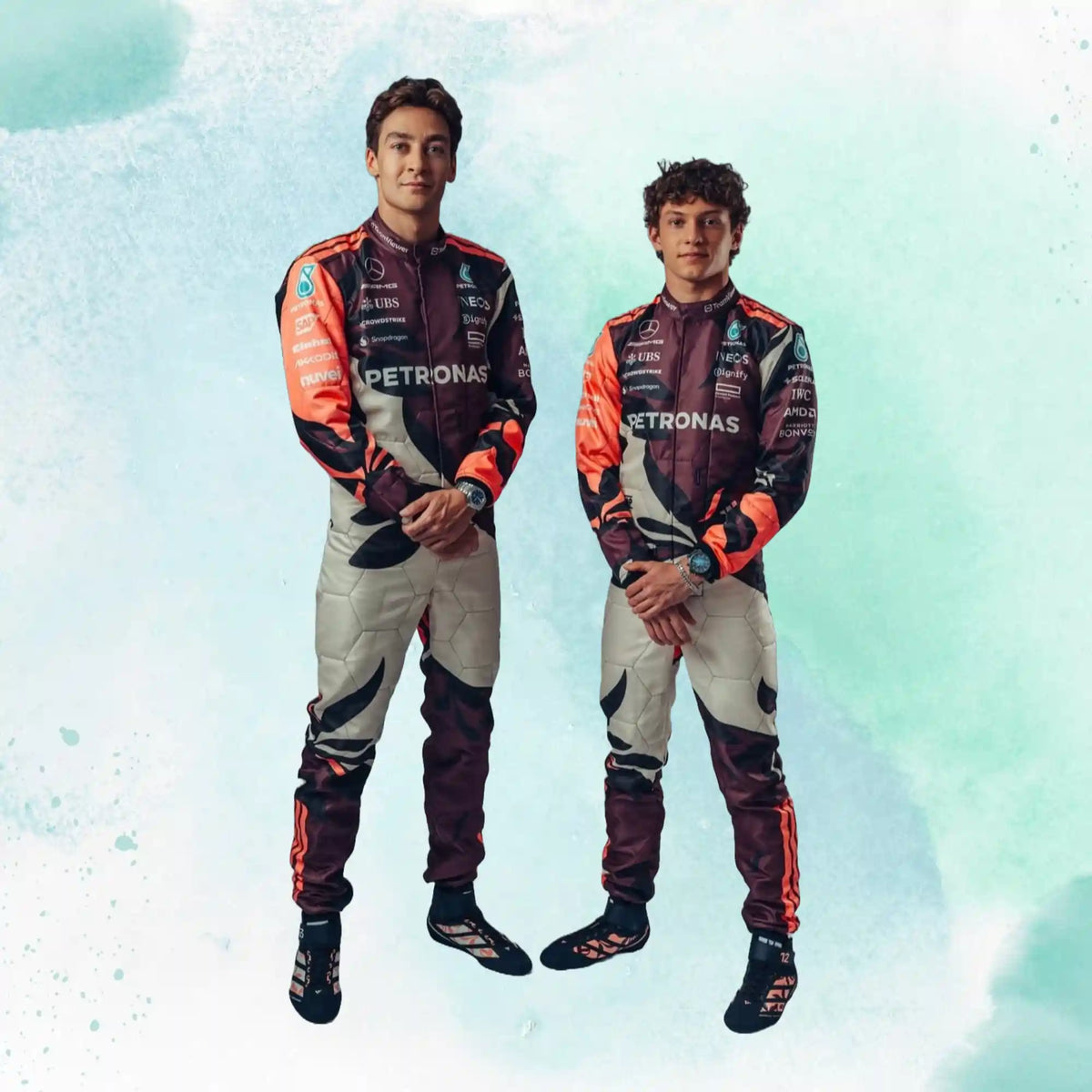 2025 George Russell & Andrea Kimi Antonelli Miami GP Mercedes AMG F1 Replica Racing Suit - view 1