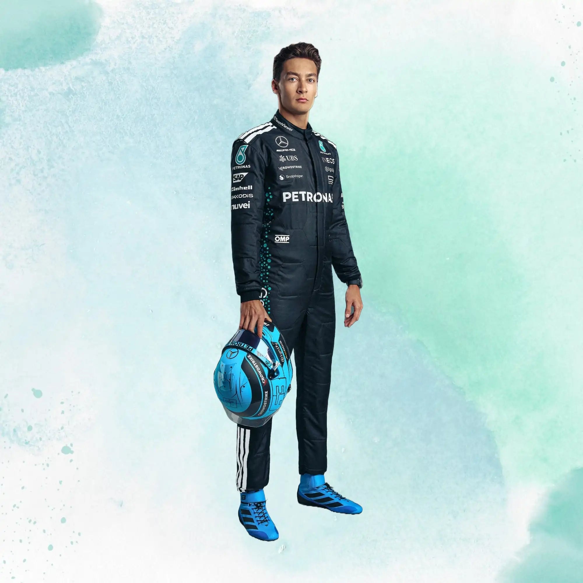 2025 George Russell Mercedes AMG F1 Replica Racing Suit - view 1
