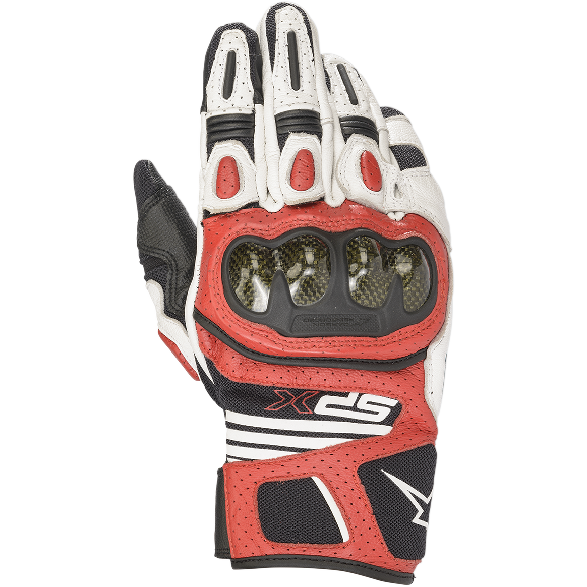 Alpinestars SPX AC V2 Gloves White/Black/Bright Red motorcycle gloves – image 1
