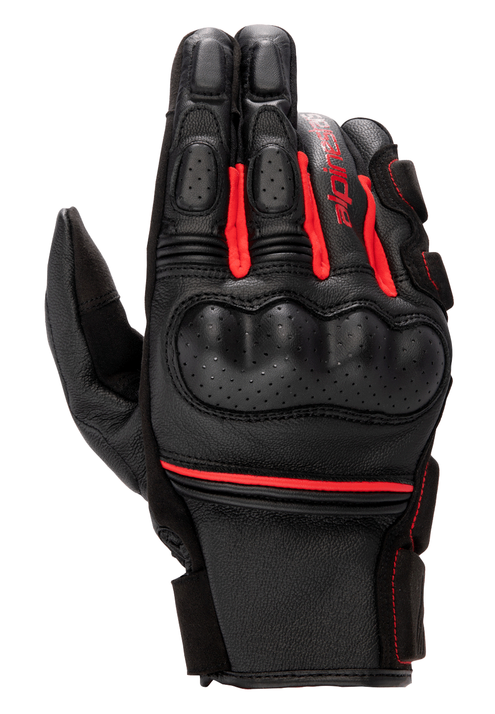 Alpinestars Phenom Leather Gloves Black/Bright Red motorcycle gloves – image 1