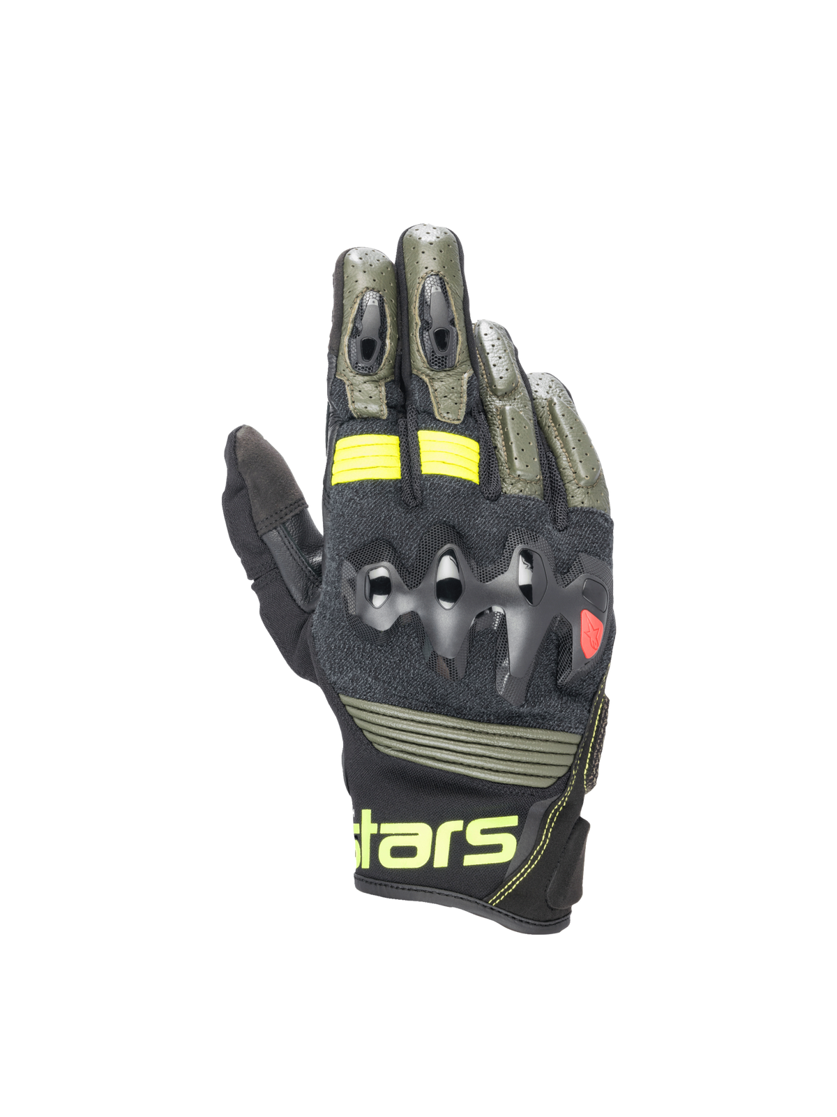 Alpinestars Halo Leather Gloves Forest Black/Yellow Fluo motorcycle gloves – image 1