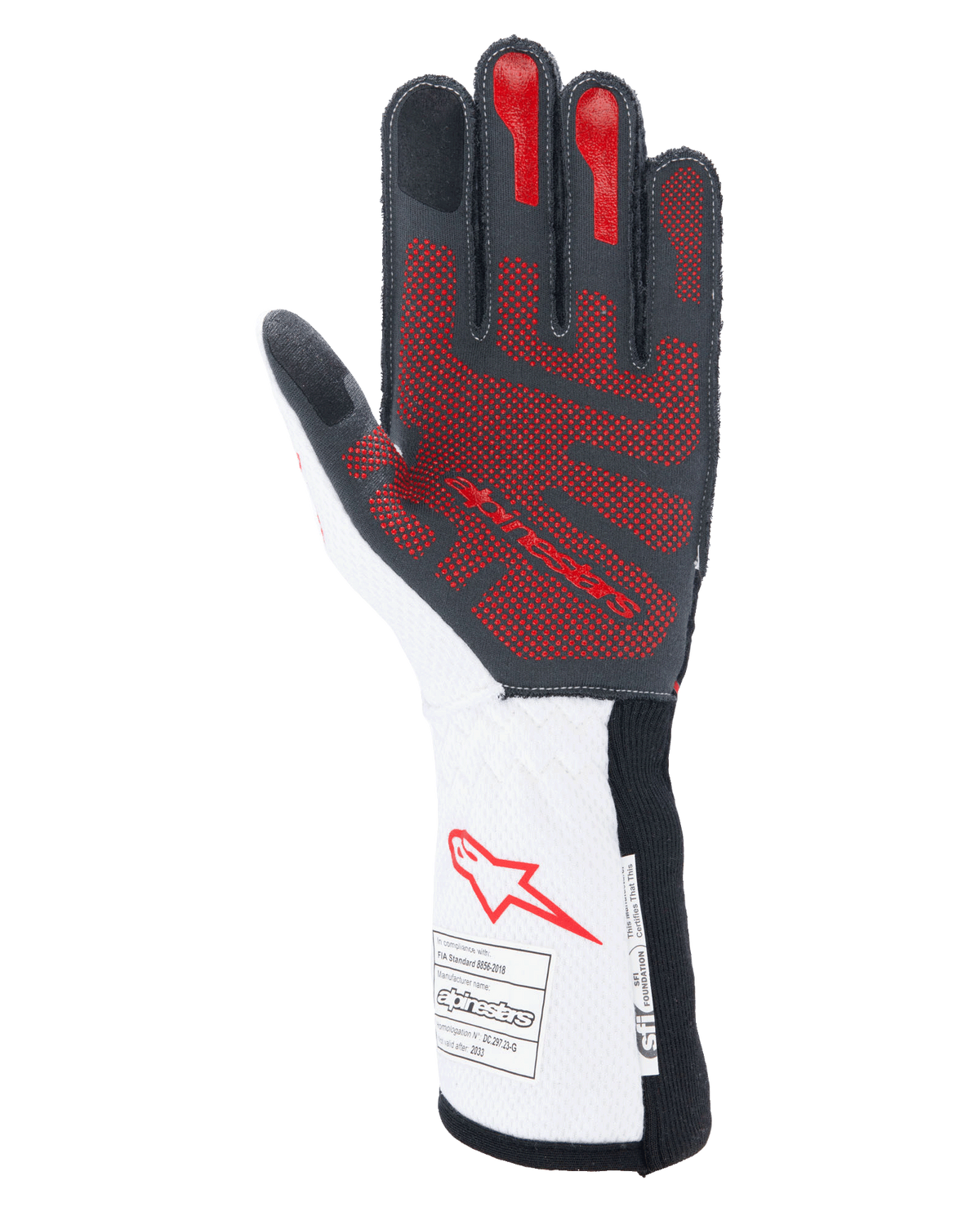 Alpinestars Tech-1 ZX V4 Gloves Black/White/Red auto racing gloves – image 2