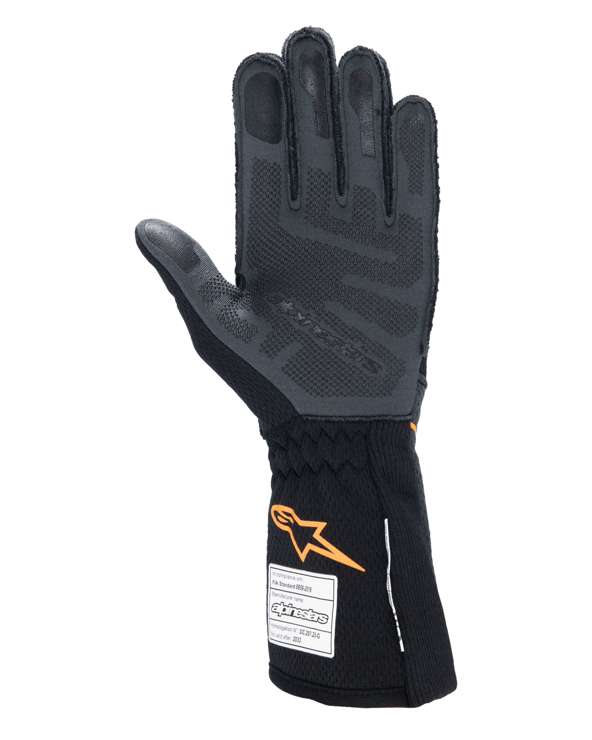 Alpinestars Tech-1 ZX V4 Black Orange Fluo auto racing gloves – image 2