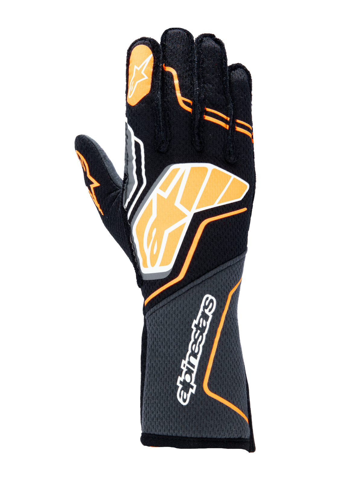 Alpinestars Tech-1 ZX V4 Gloves Black/Orange Fluo auto racing gloves – image 1