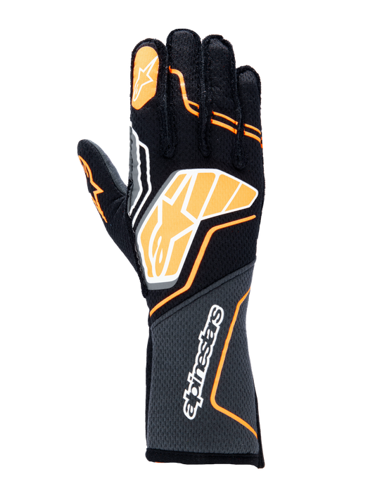 Alpinestars Tech-1 ZX V4 Gloves Black/Orange Fluo auto racing gloves – image 1