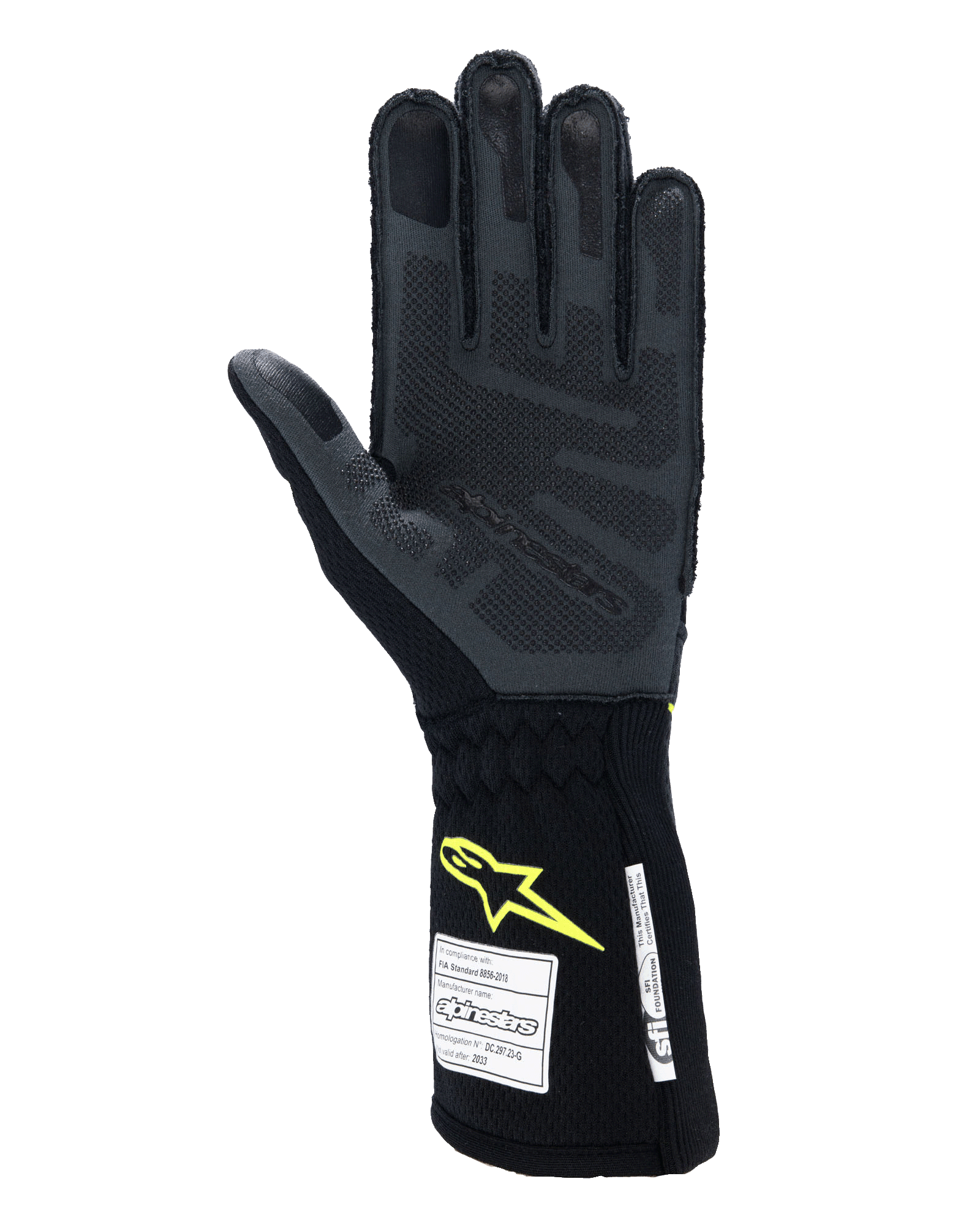 Alpinestars Tech-1 ZX V4 Gloves Tar Gray/Black/Yellow Fluo auto racing gloves – image 2