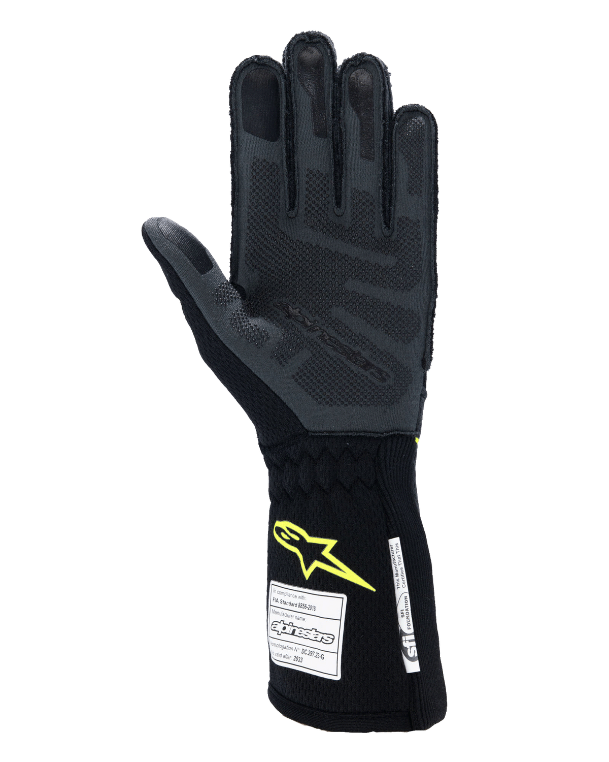 Alpinestars Tech-1 ZX V4 Gloves Tar Gray/Black/Yellow Fluo auto racing gloves – image 2