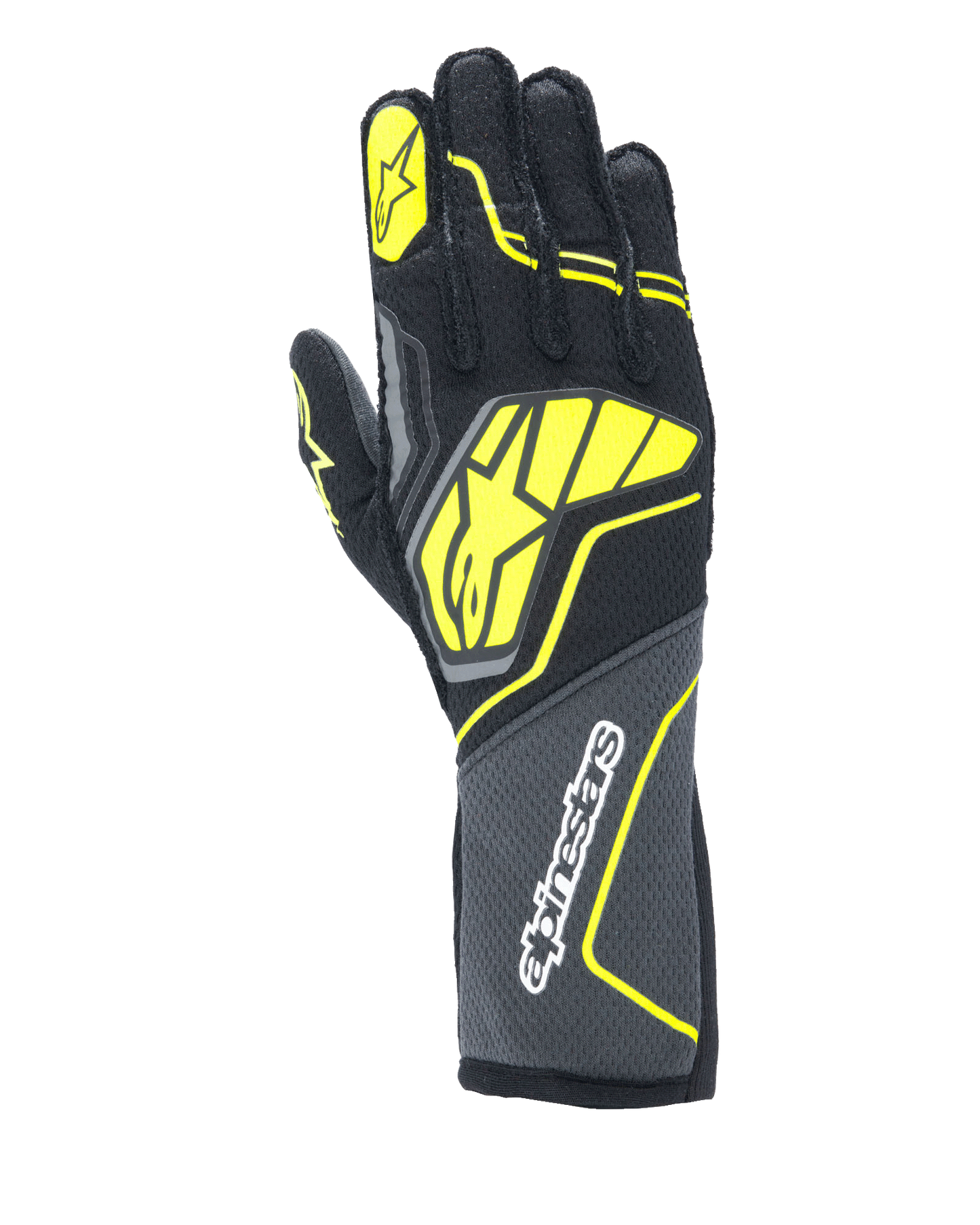 Alpinestars Tech-1 ZX V4 Gloves Tar Gray/Black/Yellow Fluo auto racing gloves – image 1