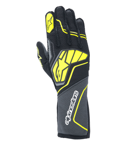 Alpinestars Tech-1 ZX V4 Gloves Tar Gray/Black/Yellow Fluo auto racing gloves – image 1
