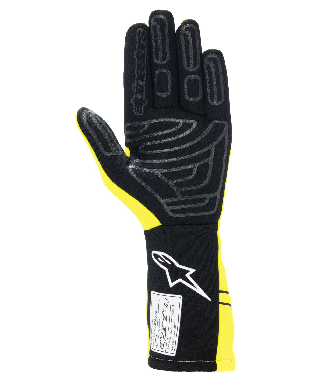 Alpinestars Tech-1 Start V4 Gloves FIA Yellow Fluo auto racing gloves – image 2