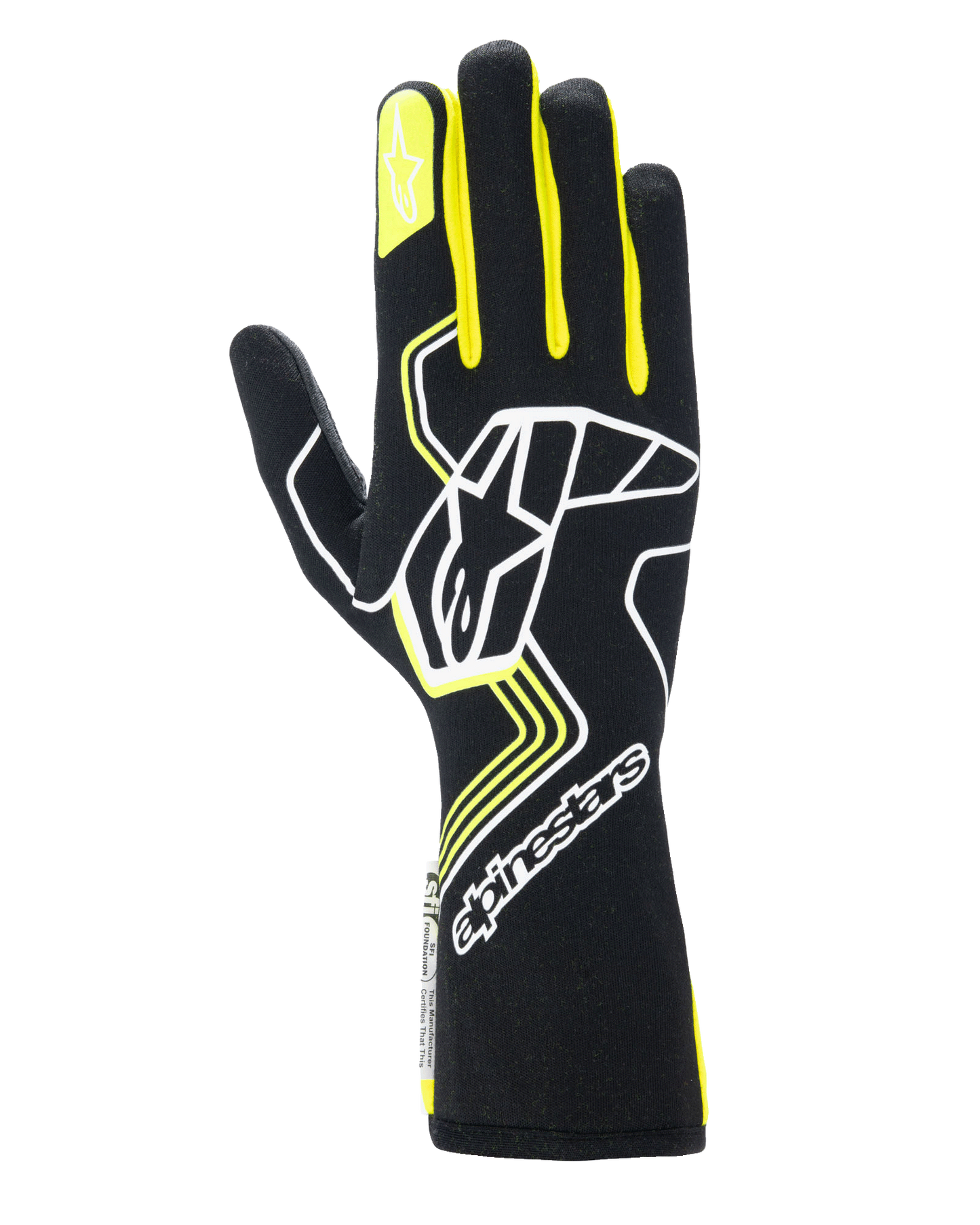 Alpinestars Tech-1 Race V4 Gloves Black/Yellow Fluo auto racing gloves – image 1