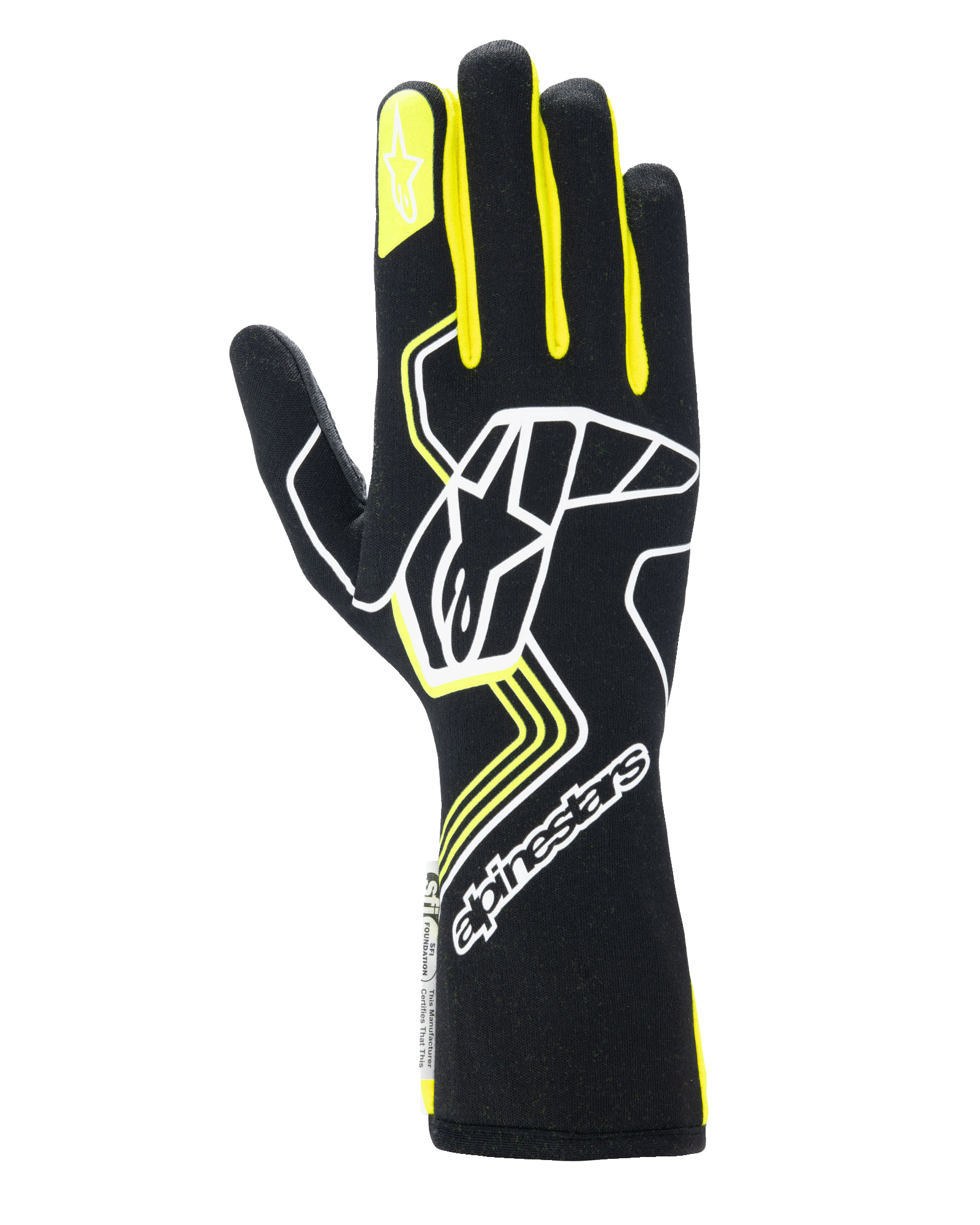 Alpinestars Tech-1 Race V4 Gloves Black/Yellow Fluo auto racing gloves – image 1
