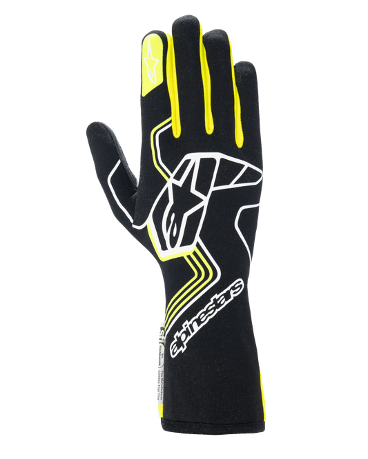 Alpinestars Tech-1 Race V4 Gloves Black/Yellow Fluo auto racing gloves – image 1