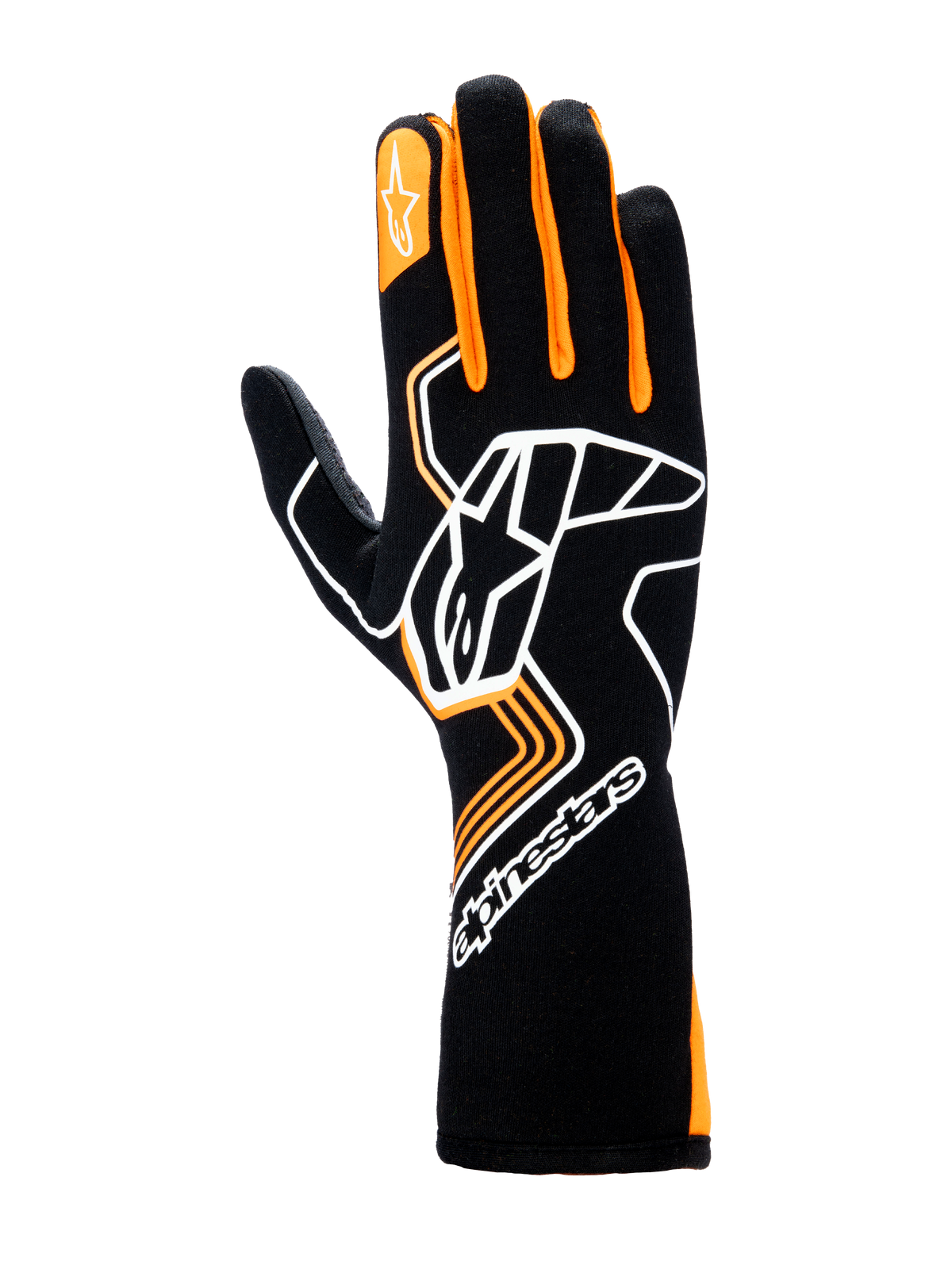 Alpinestars Tech-1 Race V4 Gloves Black/Orange Fluo auto racing gloves – image 1