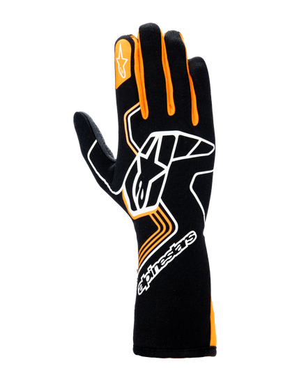 Alpinestars Tech-1 Race V4 Gloves Black/Orange Fluo auto racing gloves – image 1