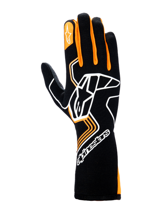 Alpinestars Tech-1 Race V4 Gloves Black/Orange Fluo auto racing gloves – image 1