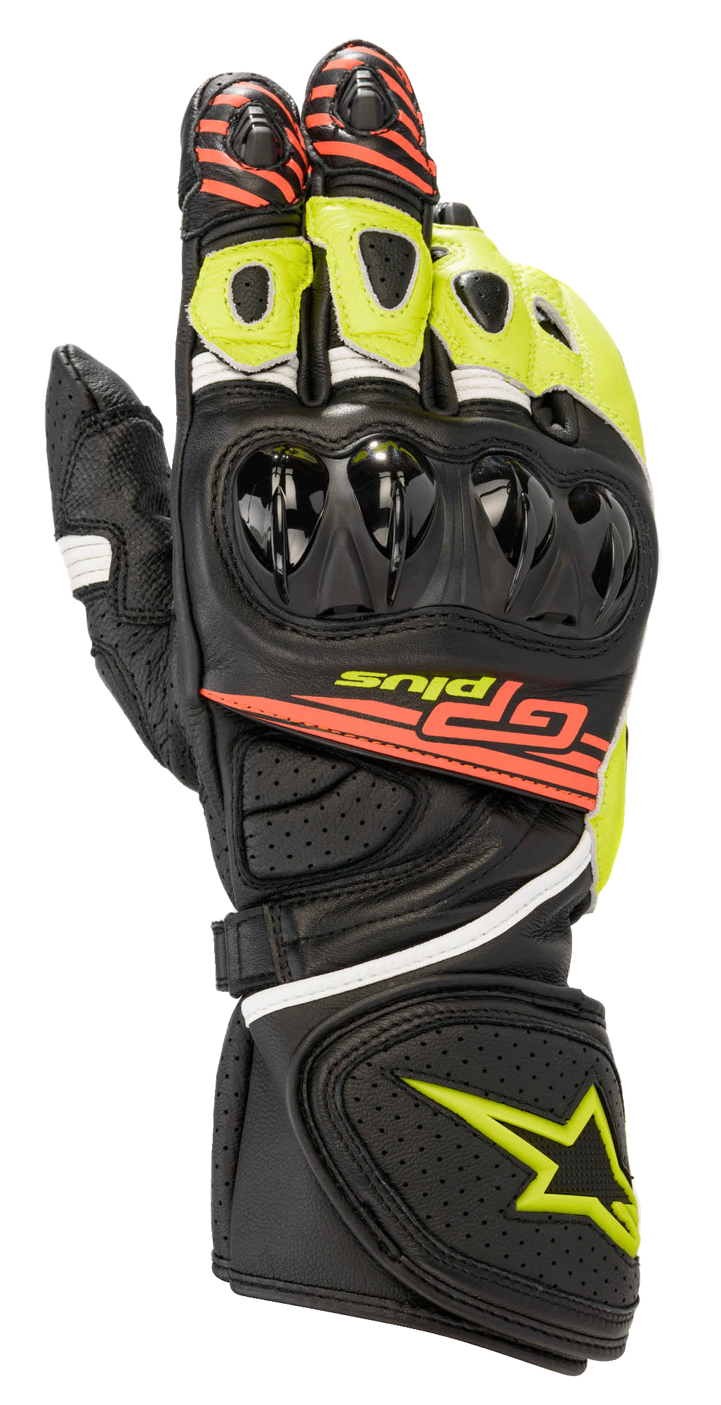 Alpinestars GP Plus R V2 Gloves Black/Yellow Fluorescent/Red Fluorescent motorcycle gloves – image 1