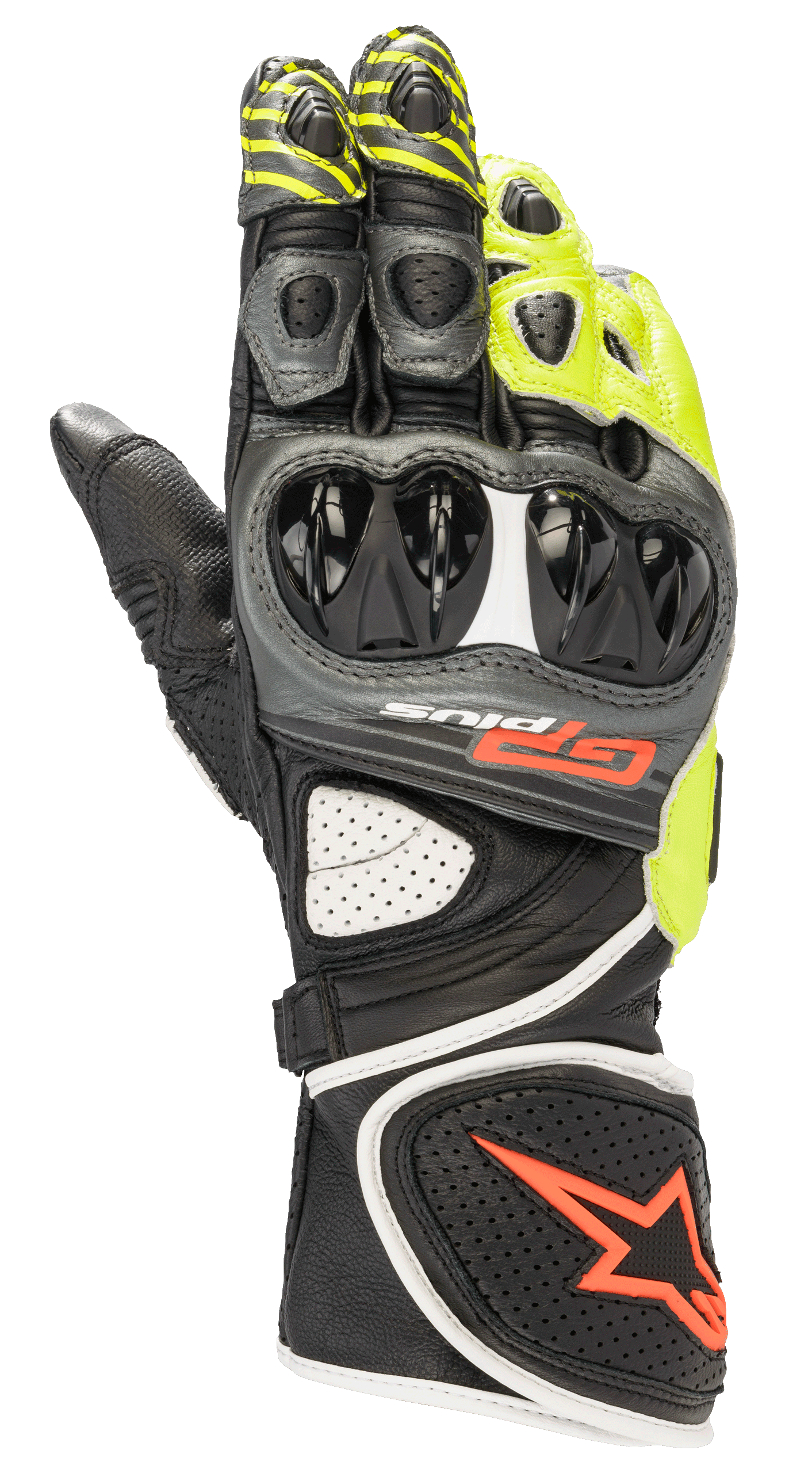 Alpinestars GP Plus R V2 Gloves Metallic Gray/Black/Yellow/Red Fluo motorcycle gloves – image 1