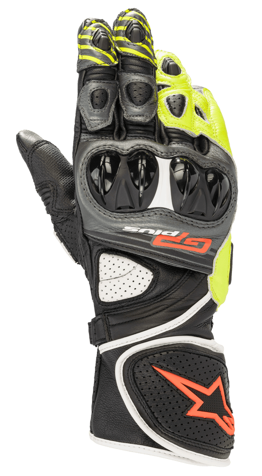 Alpinestars GP Plus R V2 Gloves Metallic Gray/Black/Yellow/Red Fluo motorcycle gloves – image 1