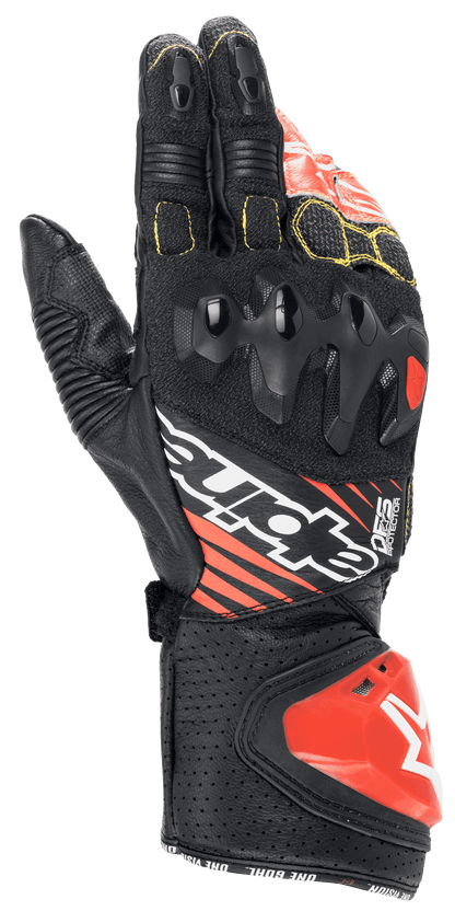 Alpinestars GP Tech V2 Gloves Black/White/Red Fluo motorcycle gloves – image 1