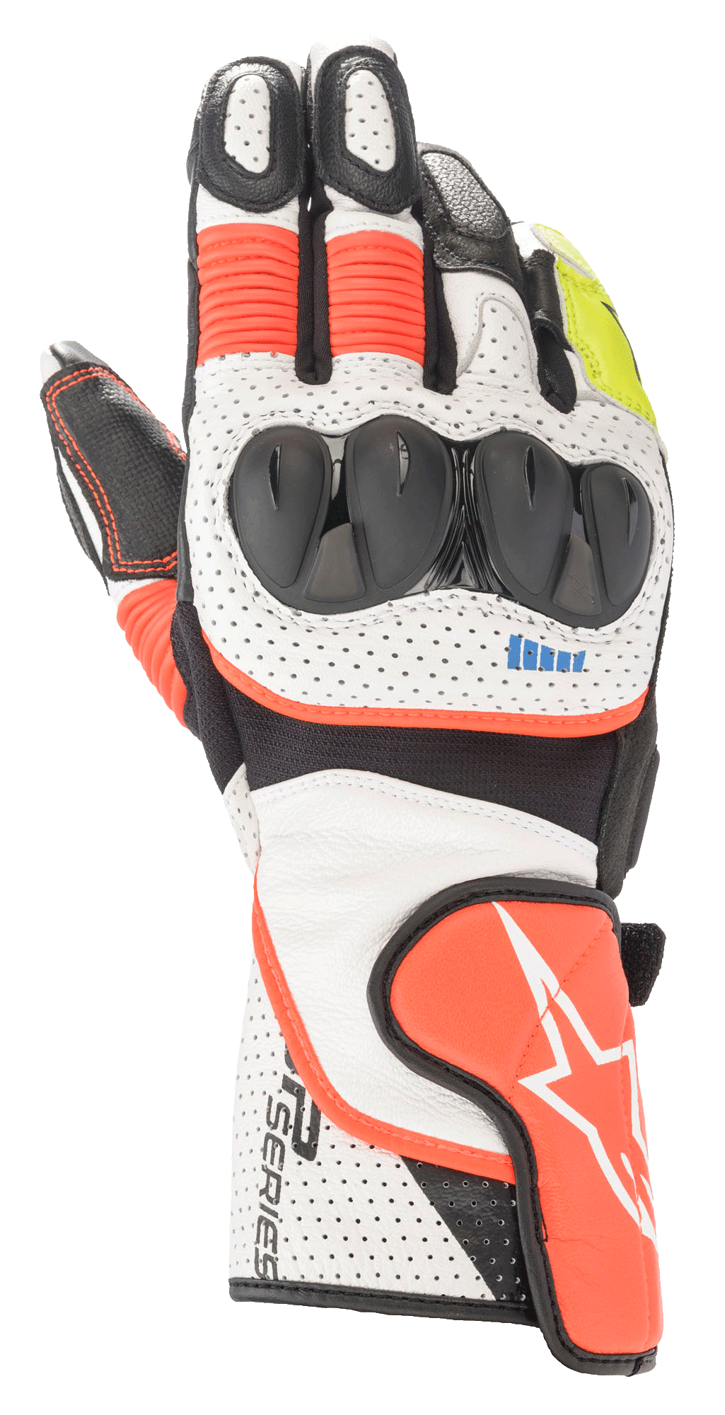 Alpinestars SP-2 V3 Gloves White/Red Fluo/Black motorcycle gloves – image 1