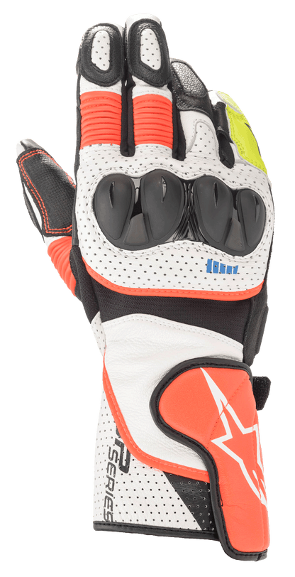 Alpinestars SP-2 V3 Gloves White/Red Fluo/Black motorcycle gloves – image 1