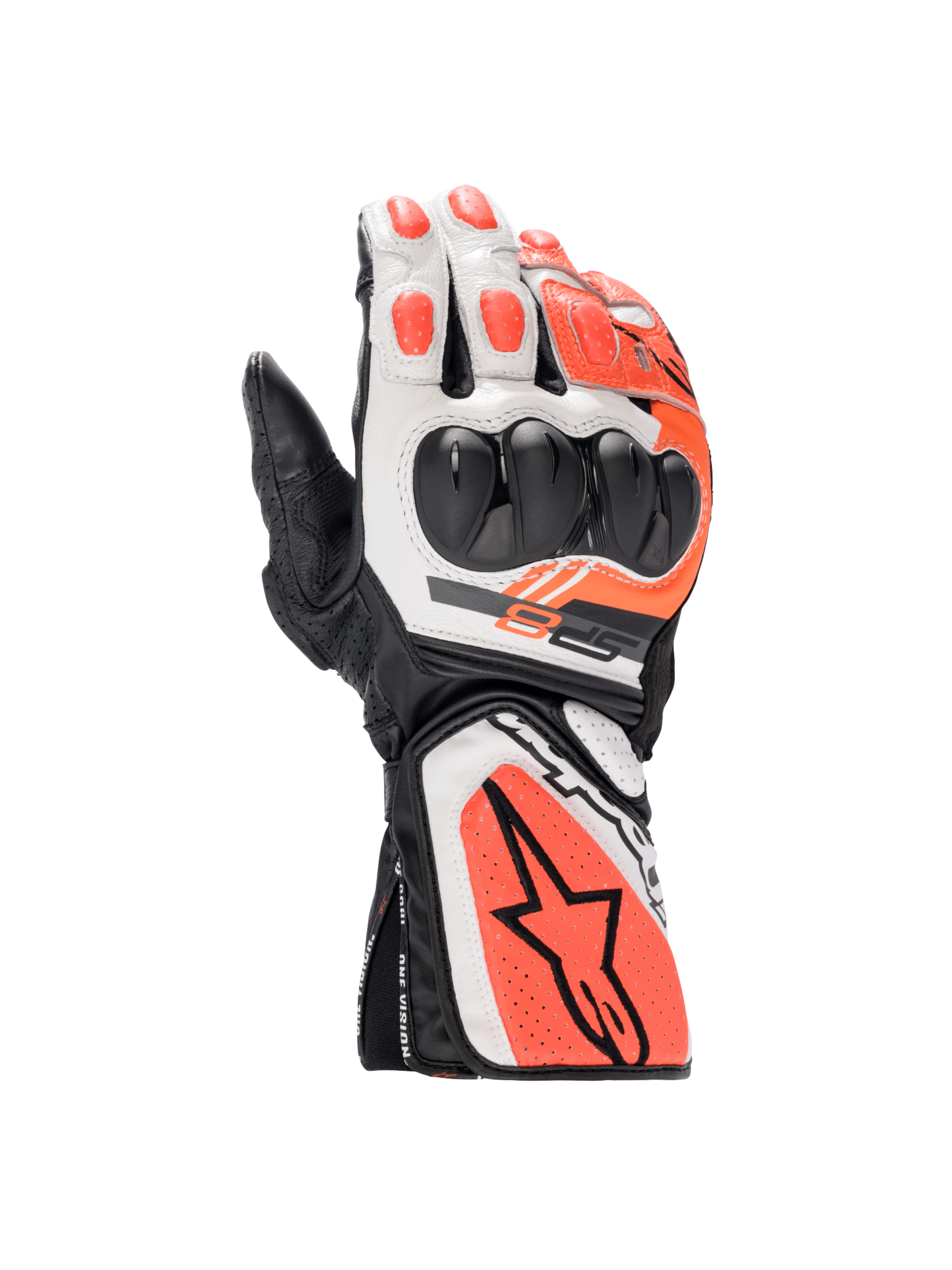 Alpinestars SP-8 V3 Gloves Black/White/Red Fluo motorcycle gloves – image 1