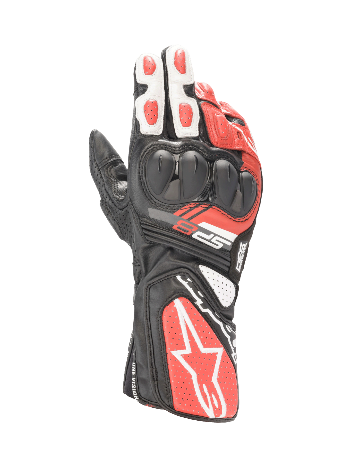 Alpinestars SP-8 V3 Gloves Black/White/Bright Red motorcycle gloves – image 1