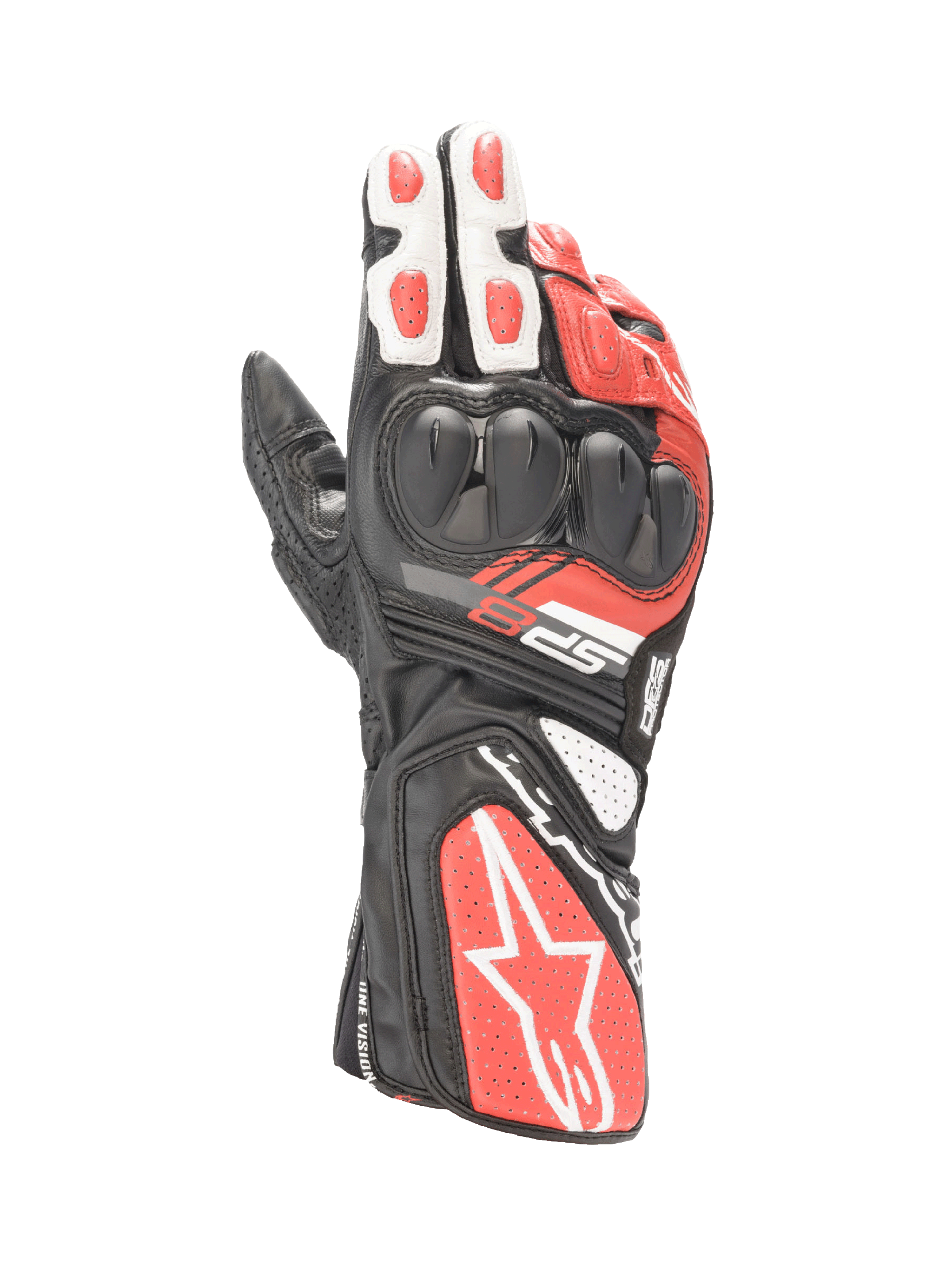 Alpinestars SP-8 V3 Gloves Black/White/Bright Red motorcycle gloves – image 1