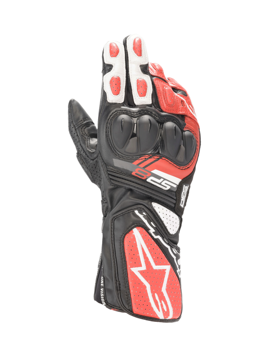 Alpinestars SP-8 V3 Gloves Black/White/Bright Red motorcycle gloves – image 1